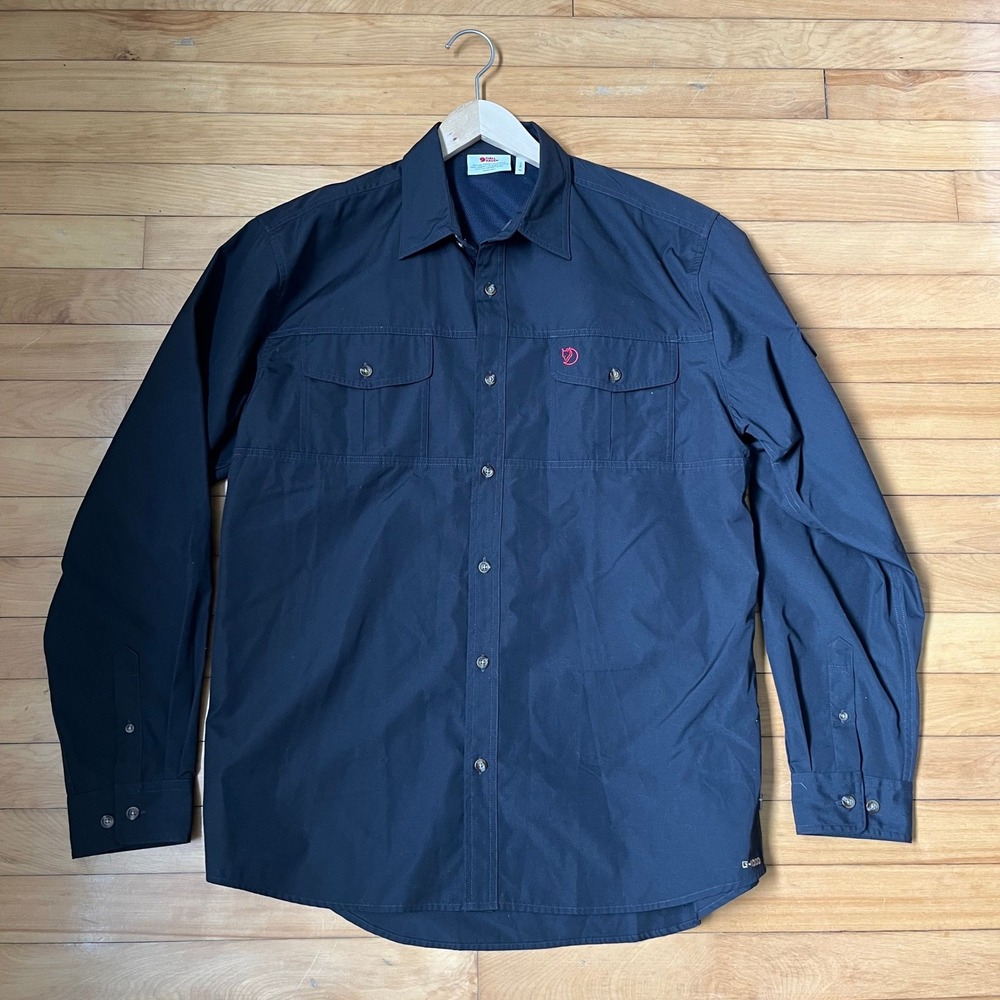 Fjallraven G-1000 Mens XL Navy Blue Long Sleeve Button Down Trekking Shirt